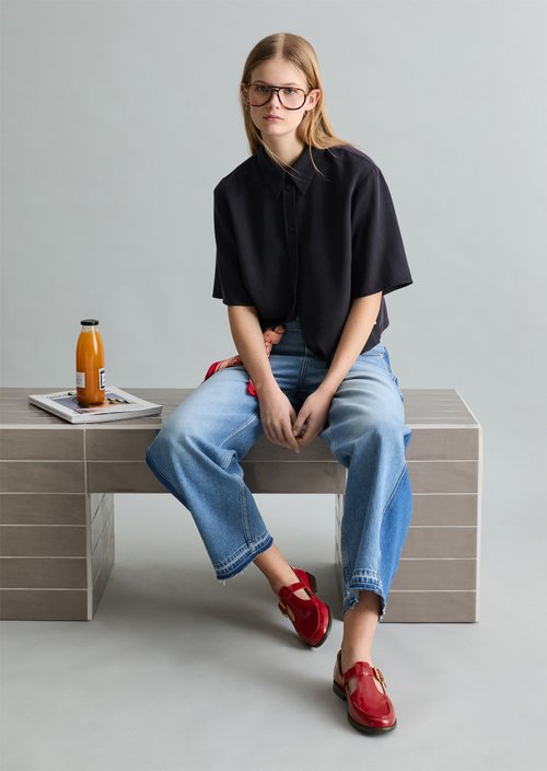 Crop blouse relaxed — Blue Depths