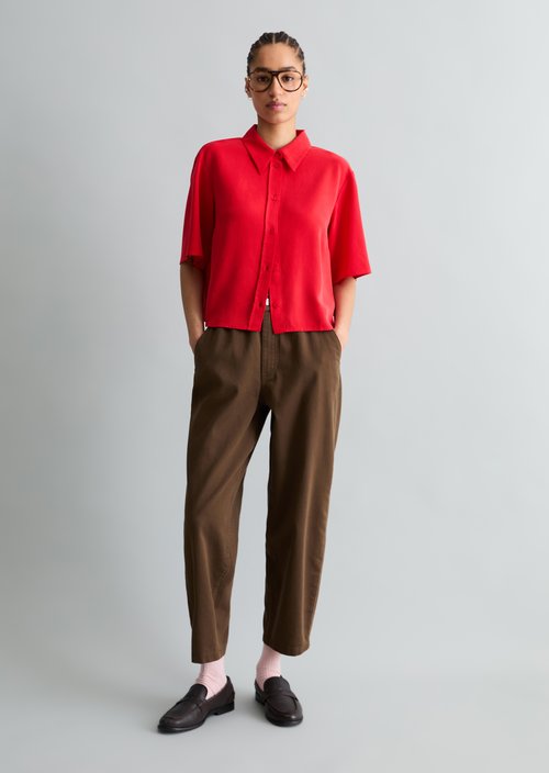Crop blouse relaxed — Carmine Red