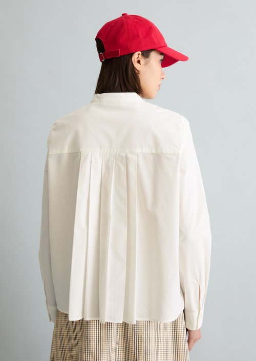 Regular blouse with pleat detail — Silky White