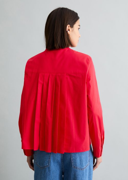 Regular blouse with pleat detail — Carmine Red