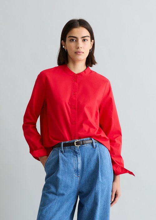 Regular blouse with pleat detail — Carmine Red