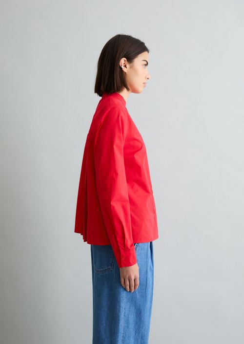 Regular blouse with pleat detail — Carmine Red