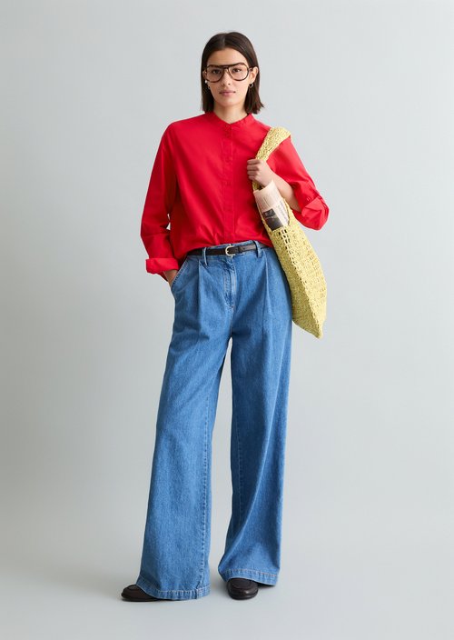 Regular blouse with pleat detail — Carmine Red