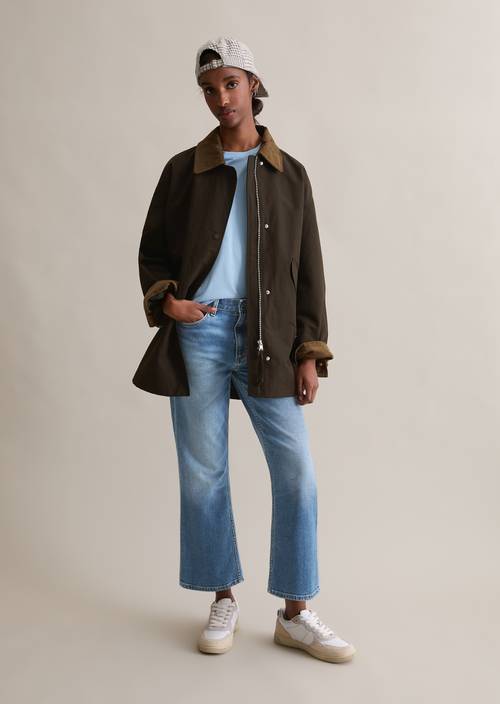 Outdoor schuurjas relaxed Black Espresso in vooraanzicht