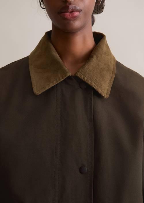 Outdoor schuurjas relaxed Black Espresso in detailaanzicht