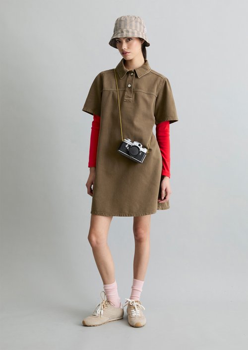 Mini dress flared — Hazelnut Brown