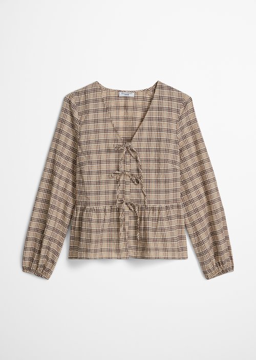 Seersucker peplum blouse regular — Offwhite