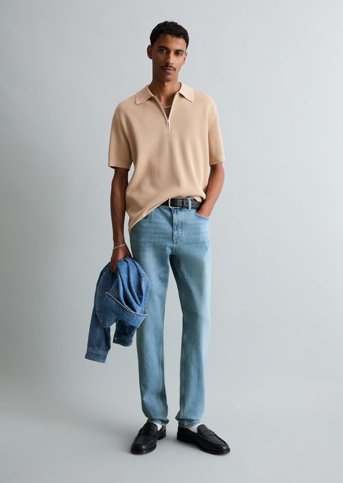 Regular knit polo shirt — Frosty Sand