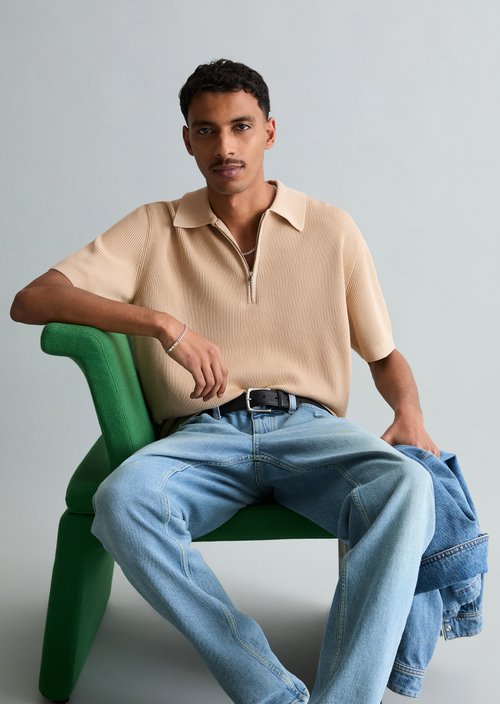 Regular knit polo shirt — Frosty Sand