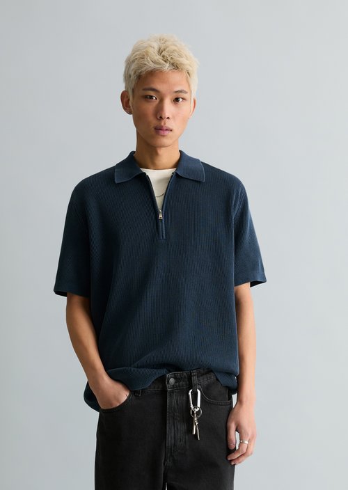 Regular knit polo shirt — Navy Teal