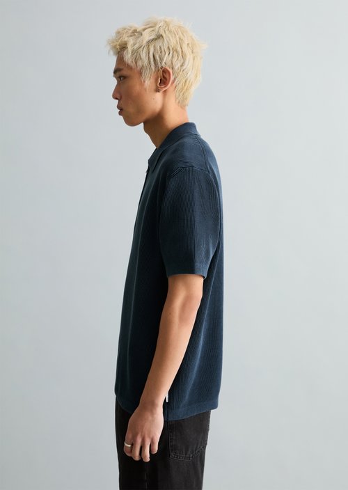Regular knit polo shirt — Navy Teal