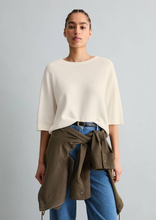 DfC Pullover relaxed Silky White in Frontalansicht