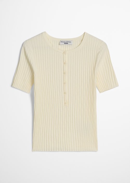 Fine knit short-sleeved pullover slim — Creamy White