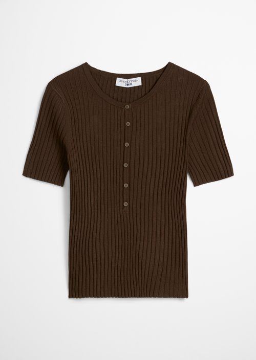 Fine knit short-sleeved pullover slim — Hazelnut Brown