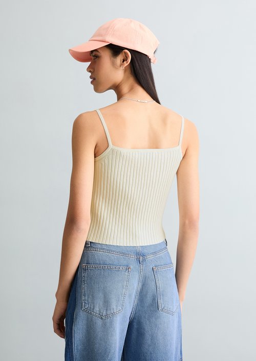 Fine knit top slim — Creamy White