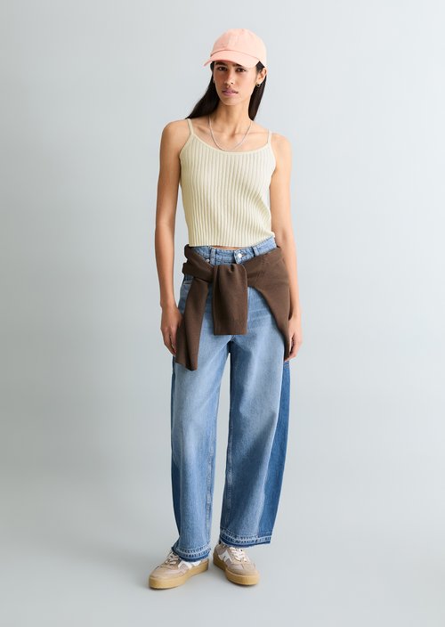 Fine knit top slim — Creamy White
