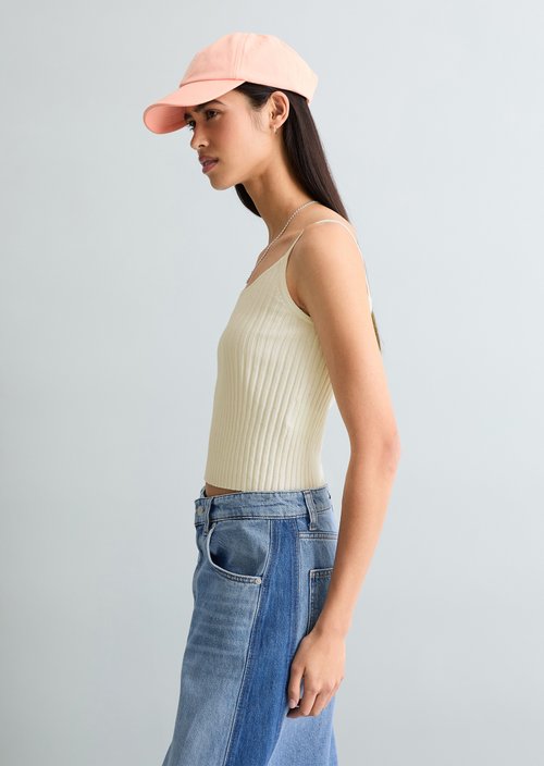 Fine knit top slim — Creamy White