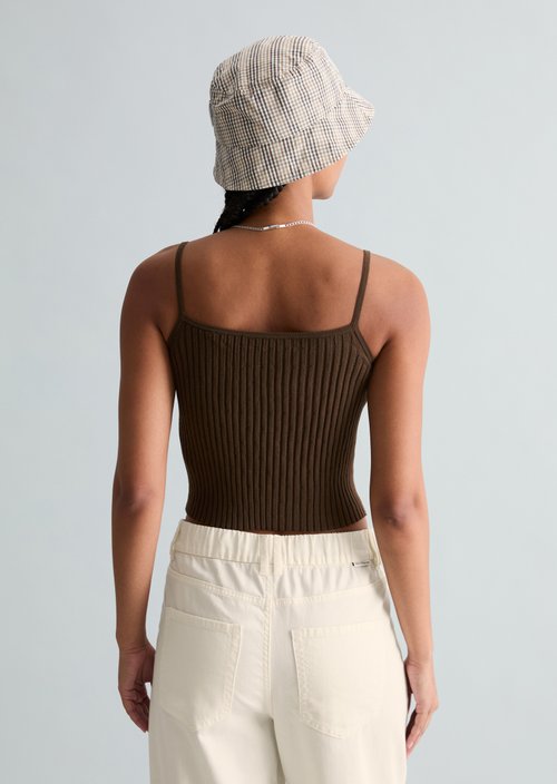 Fine knit top slim — Hazelnut Brown