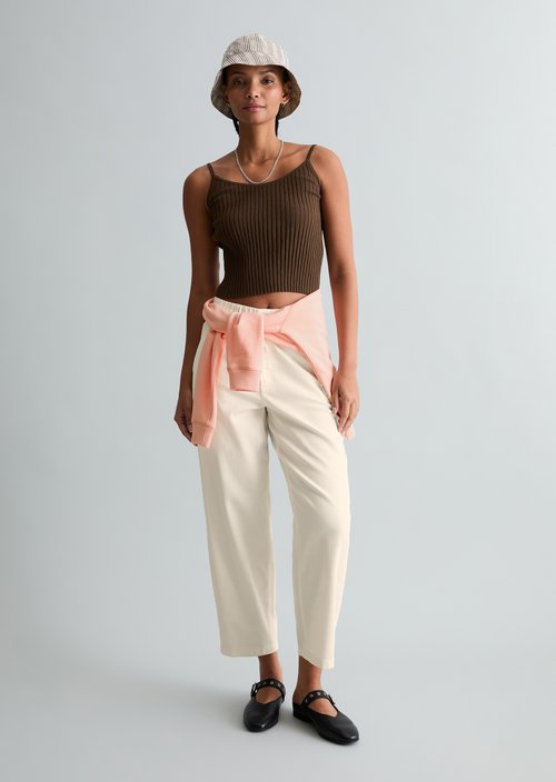 Fine knit top slim — Hazelnut Brown