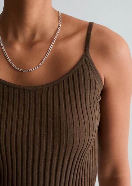 Fine knit top slim — Hazelnut Brown