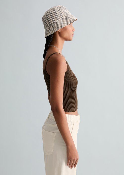 Fine knit top slim — Hazelnut Brown