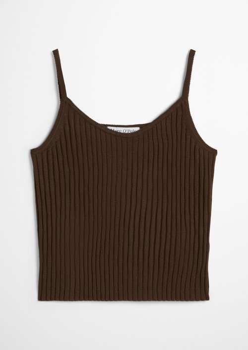 Fine knit top slim — Hazelnut Brown