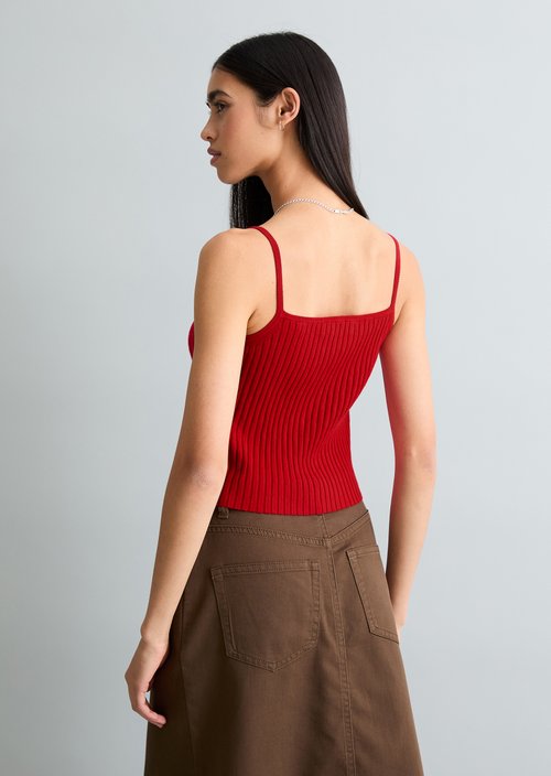 Fine knit top slim — Carmine Red