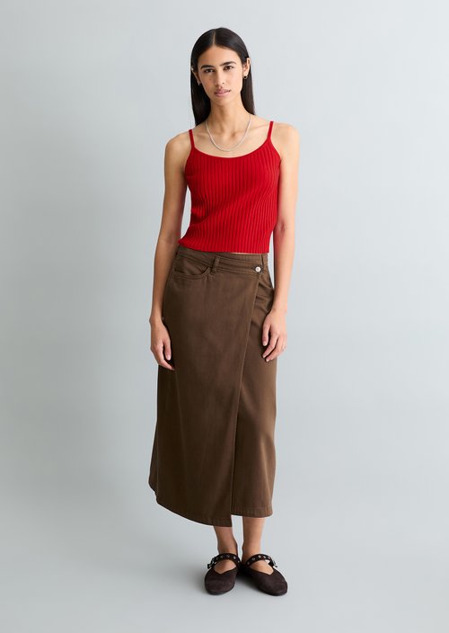 Fine knit top slim — Carmine Red