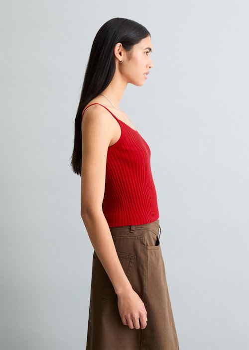 Fine knit top slim — Carmine Red