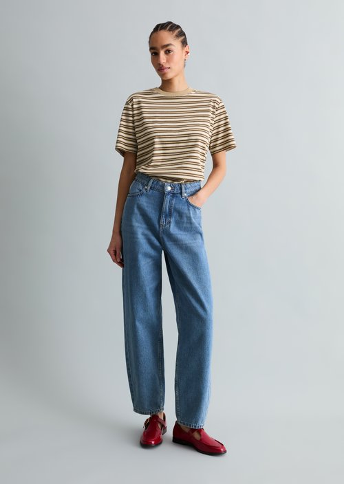 Relaxed striped T-shirt — Medium Beige