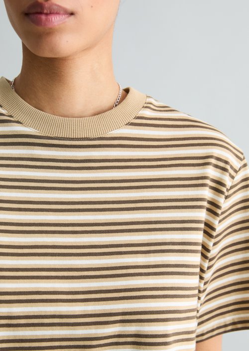 Relaxed striped T-shirt — Medium Beige