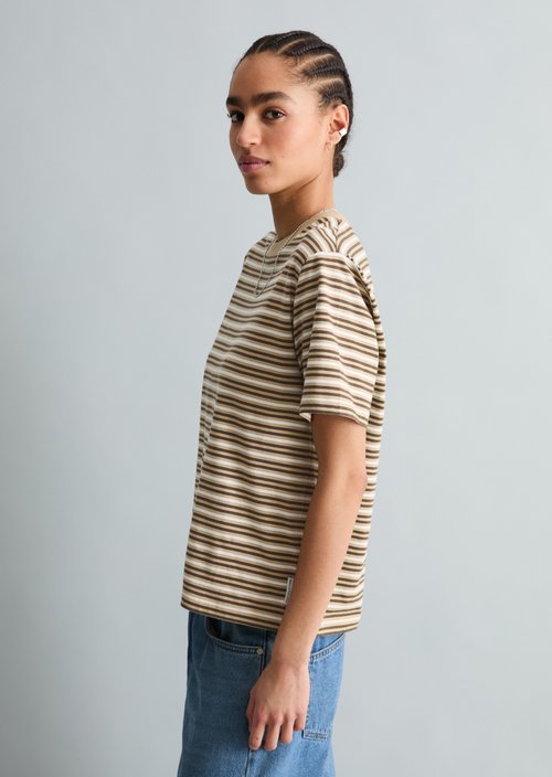 Relaxed striped T-shirt — Medium Beige
