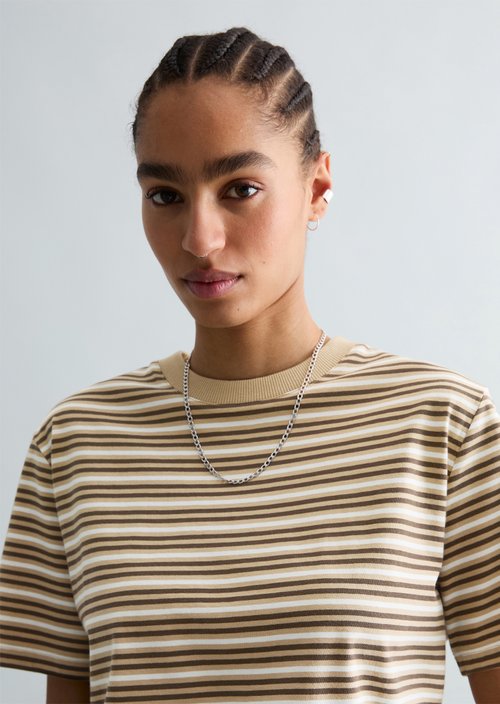 Relaxed striped T-shirt — Medium Beige