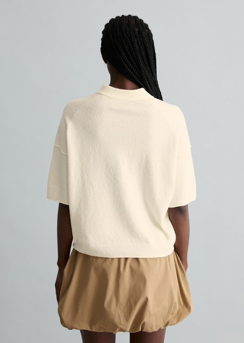 Regular knit polo shirt — Creamy White