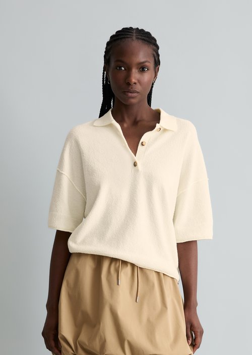 Regular knit polo shirt — Creamy White