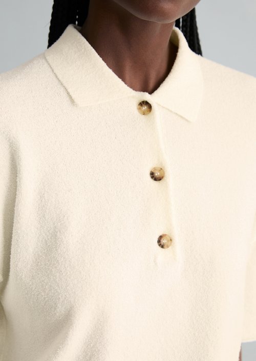 Regular knit polo shirt — Creamy White