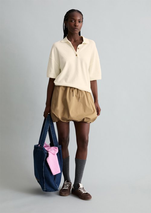 Regular knit polo shirt — Creamy White