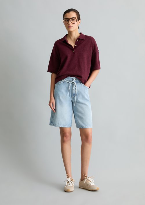 Regular knit polo shirt — Merlot Red