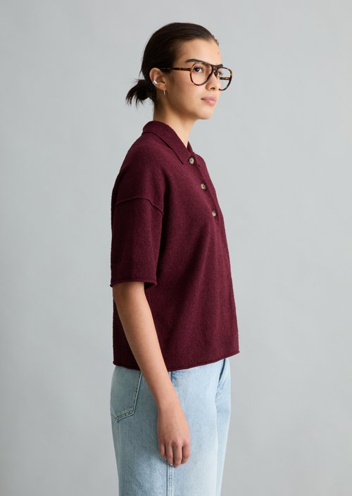 Regular knit polo shirt — Merlot Red