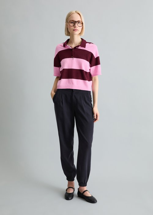 Regular knit polo shirt — Dark Pink