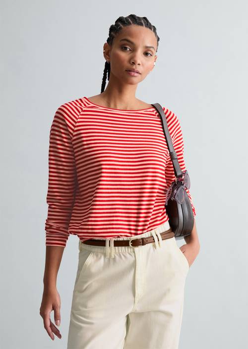 Gestreiftes Longsleeve relaxed Light Red in Frontalansicht