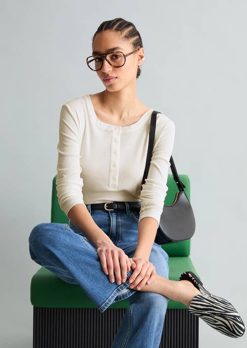 Serafino longsleeve regular Silky White in vooraanzicht