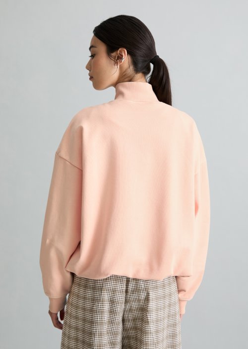 Relaxed half-zip sweatshirt — Peony Pink
