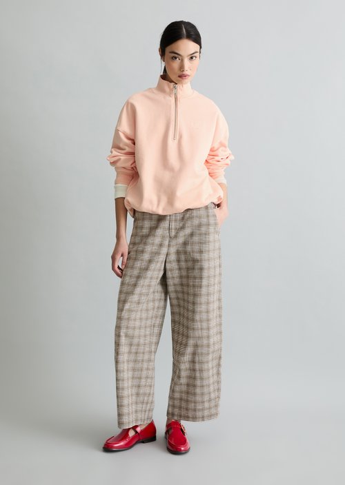 Relaxed half-zip sweatshirt — Peony Pink