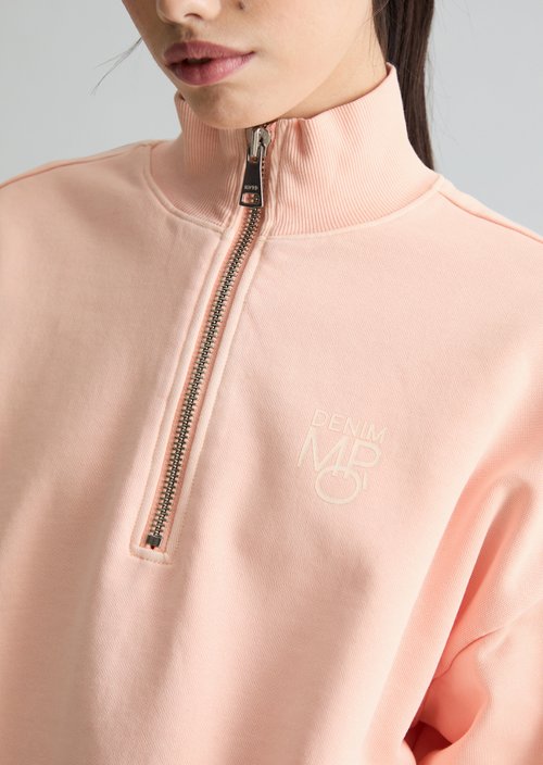 Relaxed half-zip sweatshirt — Peony Pink