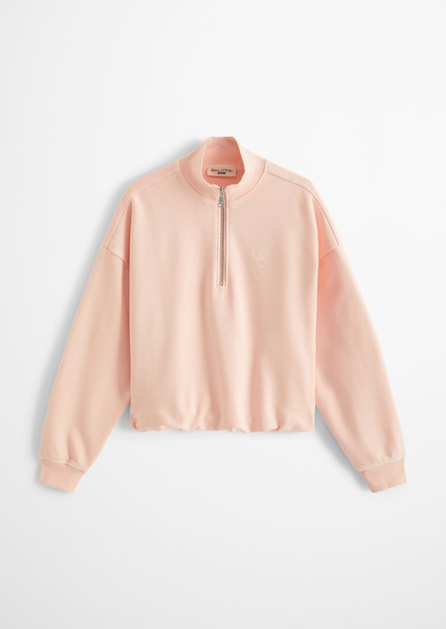 Relaxed half-zip sweatshirt — Peony Pink