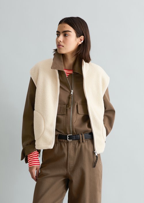 Relaxed teddy vest — Creamy White