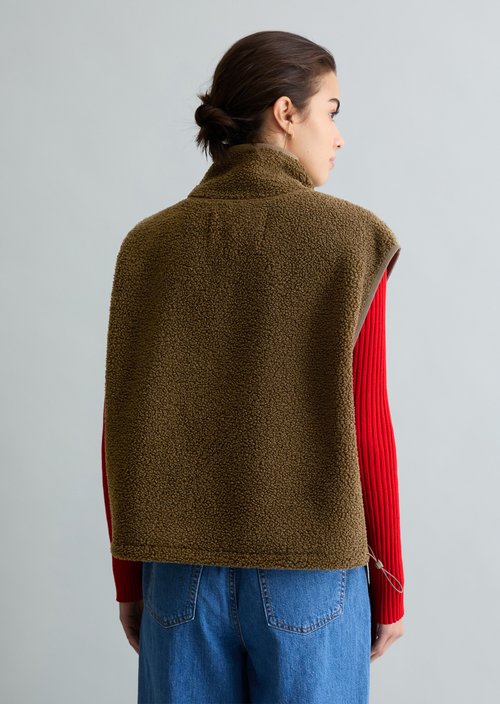 Relaxed teddy vest — Hazelnut Brown