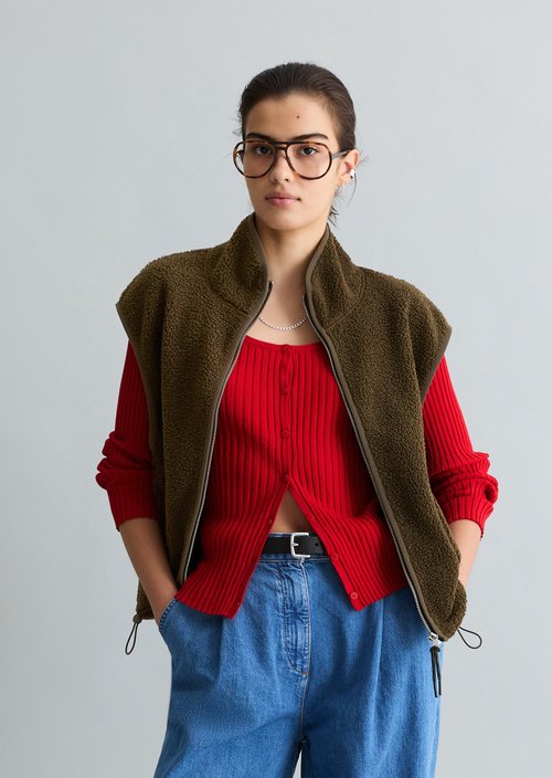 Relaxed teddy vest — Hazelnut Brown