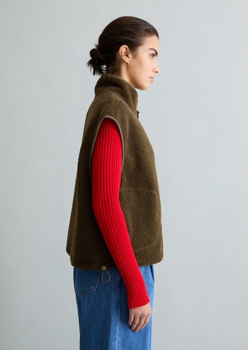 Relaxed teddy vest — Hazelnut Brown